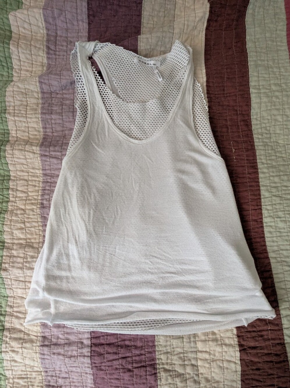 Koral Double-layered White Mesh Athletic Tank